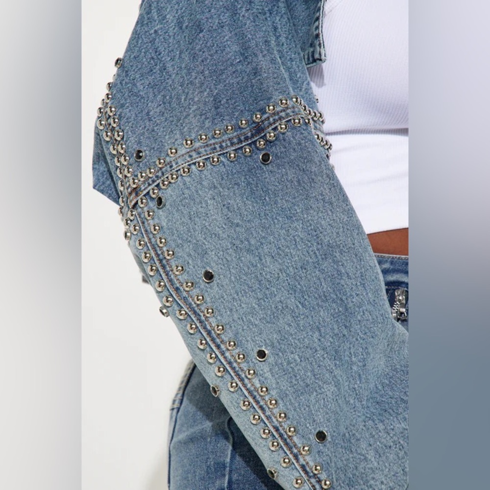 Hollywood Studded Denim Jacket - Light Blue Wash - Picture 5 of 7